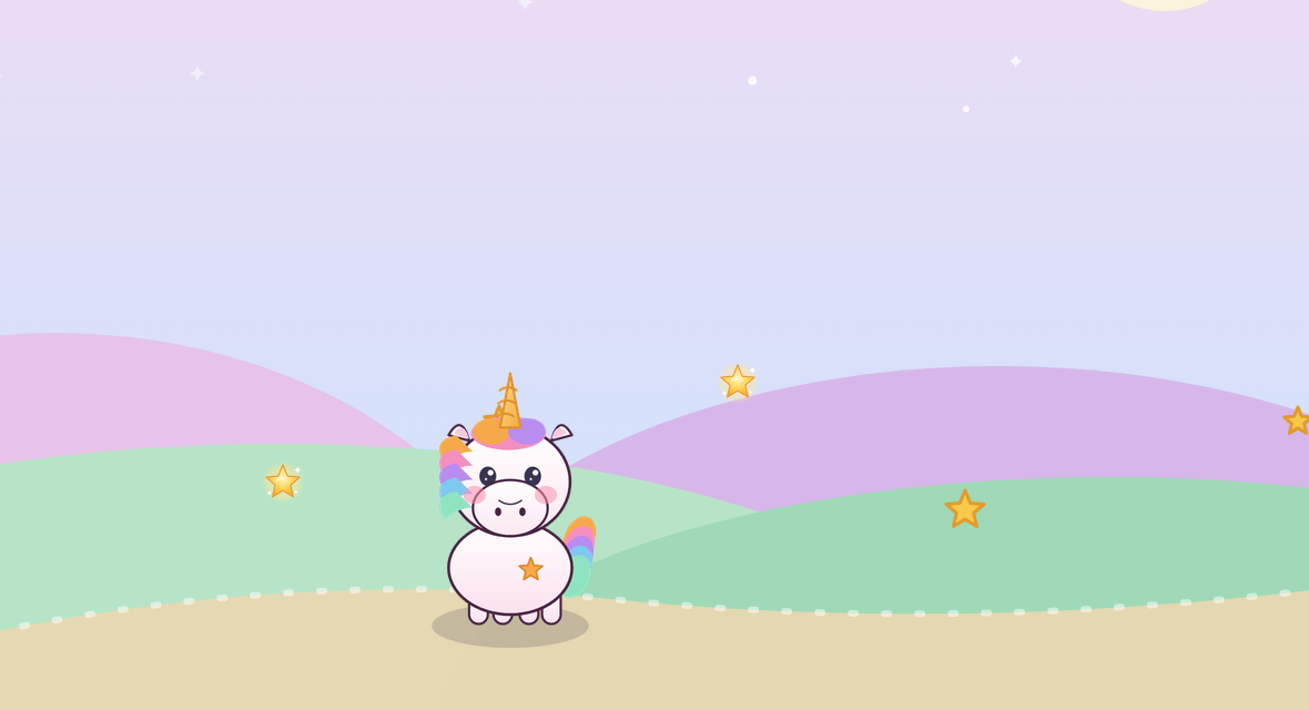 Una the Unicorn journeying through a starry countdown scene